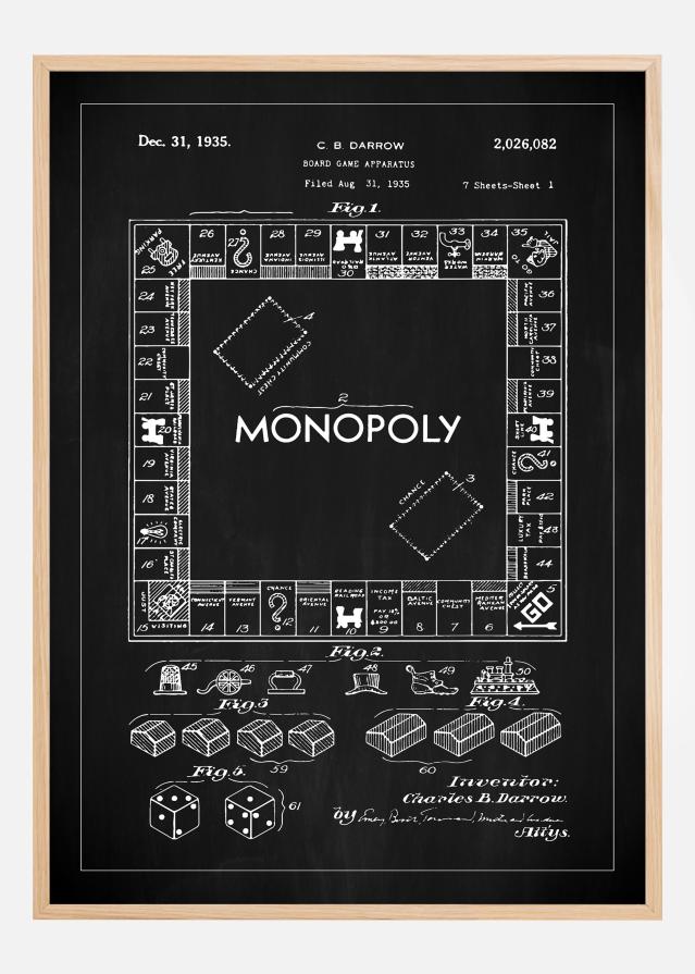 Bildverkstad Patentzeichnung - Monopoly I - Schwarz Poster