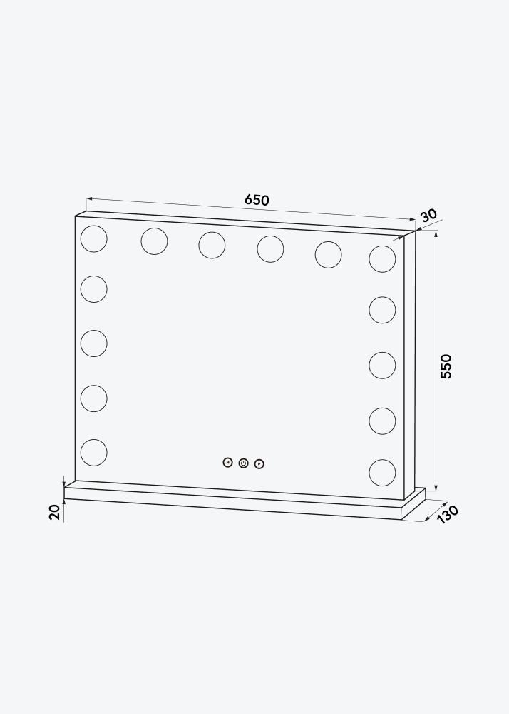 KAILA KAILA Kosmetikspiegel Base LED 14 Silber 65x56 cm