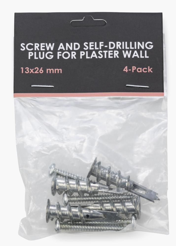 BGA BGA Schraube und selbstbohrender Dübel für Gipswand - 4er-Pack (13x26 mm)