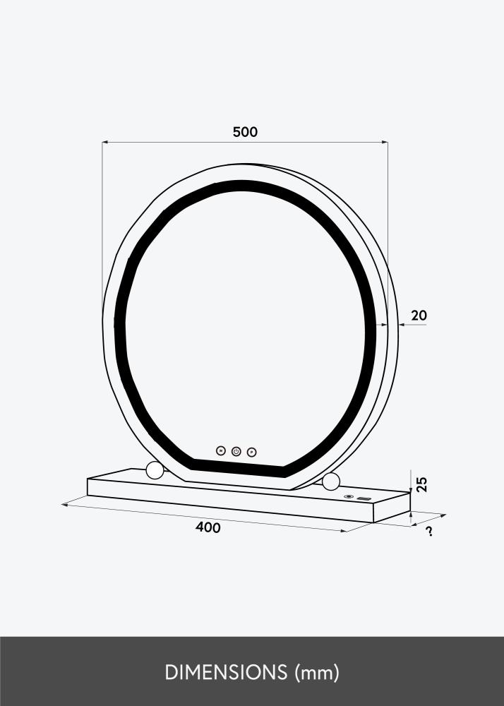 KAILA KAILA Kosmetikspiegel Round LED Schwarz 50 cm Ø