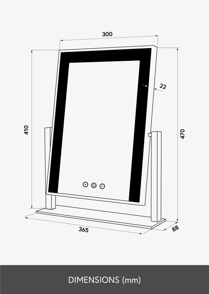 KAILA KAILA Kosmetikspiegel Stand LED Schwarz 30x41 cm