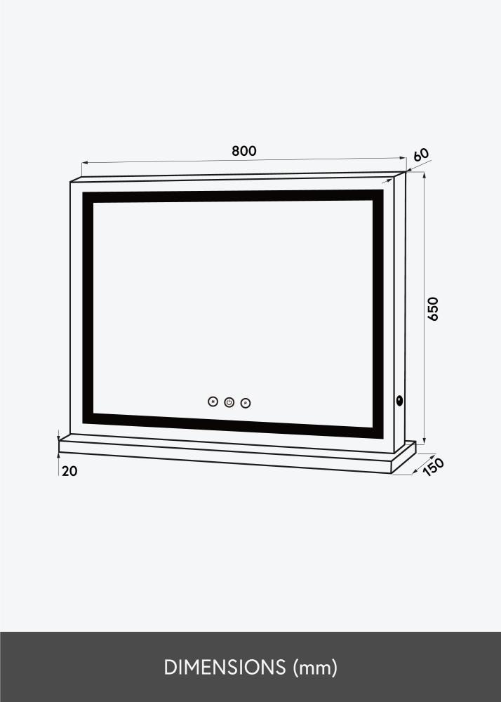 KAILA KAILA Kosmetikspiegel Vanity LED Weiß 80x65 cm