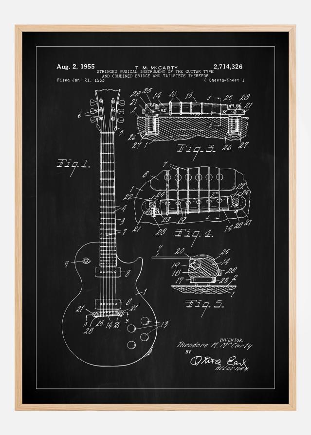 Bildverkstad Patentzeichnung - E-Gitarre I - Schwarz Poster