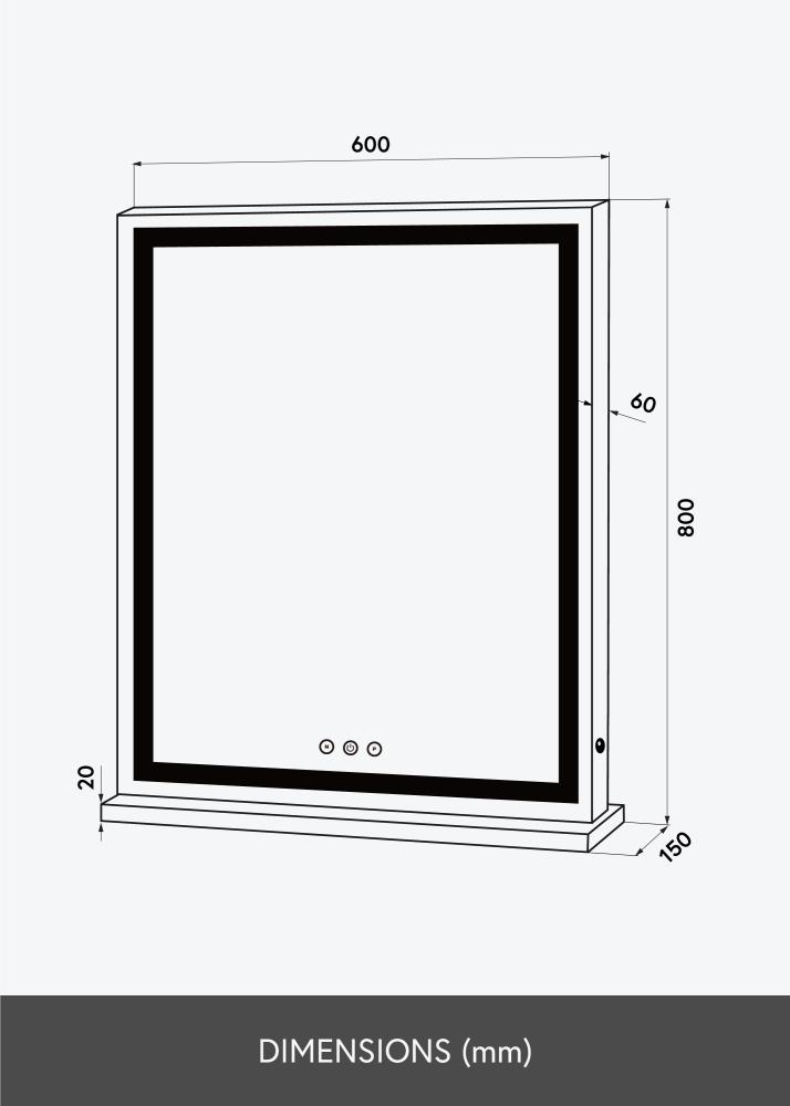 KAILA KAILA Kosmetikspiegel Base Vertical LED Weiß 80x60 cm