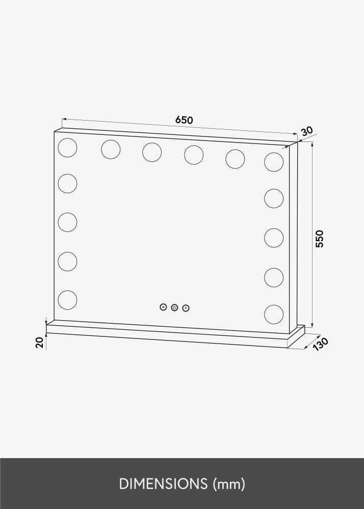 KAILA KAILA Kosmetikspiegel Base LED 14 Silber 65x56 cm