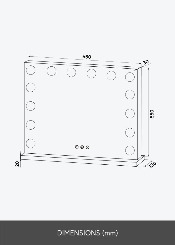 KAILA KAILA Kosmetikspiegel Base LED 14 Schwarz 65x56 cm