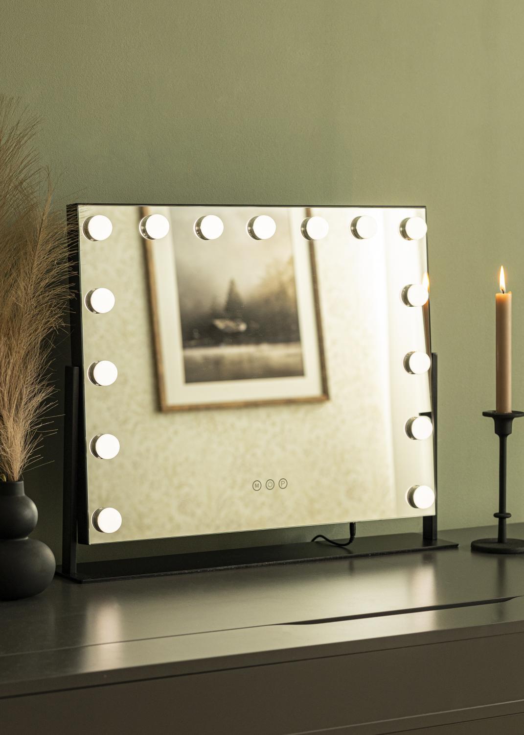 Product Image for KAILA Kosmetikspiegel Soft Corner LED Schwarz 60x52 cm