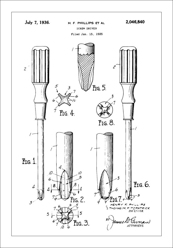 Bildverkstad Patentzeichnung - Schraubenzieher Poster
