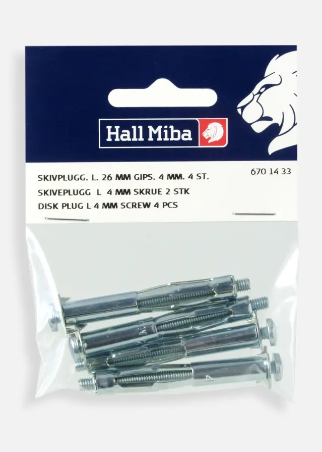 Hallmiba Schraube und Dübel für Gipswand L 4 mm - 4er-Pack