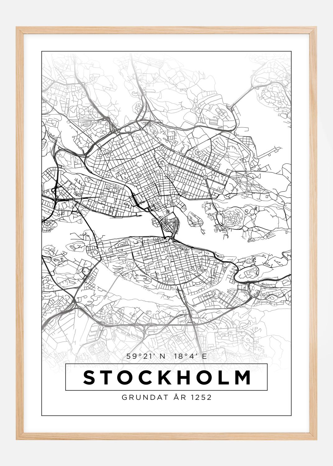 Product Image for Map - Stockholm - White Poster (21x29.7 cm (A4))